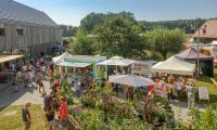 Hof der Biosphärenreservatsverwaltung mit Marktständen zum 26. Deutsch-Sorbischen Herbst-Naturmarkt (Foto: Dirk Weis)